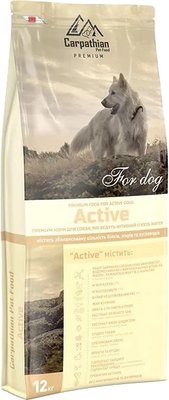 Корм Carpathian Dog Active сухий з куркою та скумбрією для активних собак 12 кг 4820111140725 фото