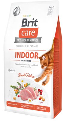 Корм Brit Care Cat Indoor Anti-Stress сухий сухий з куркою для зниження рівня стресу у домашніх кішок 7 кг 8595602540846 фото