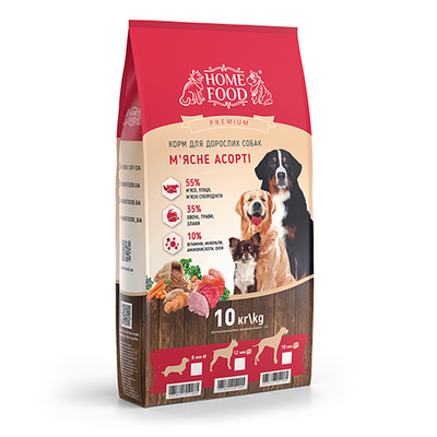 Корм Home Food «М'ясне асорті» сухий для дорослих собак дрібних порід 10 кг 4828331471000 фото
