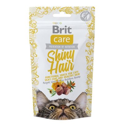 Лакомства Brit Care Cat Snack Shiny Hair для красоты шерсти у котов 50 гр 8595602521388 фото