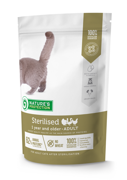 Корм Nature's Protection Sterilised сухий для стерилізованих котів та кішок 0.4 кг NPS45775 фото