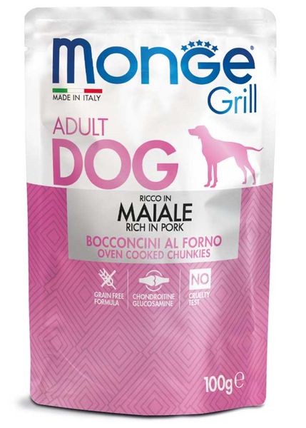 Корм Monge Dog Wet GRILL Maiale вологий зі свининою для дорослих собак 100 гр 8009470013147 фото