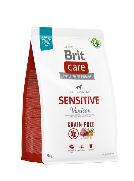 Корм Brit Care Sensitive Venison сухий з м'ясом оленя для дорослих собак всіх порід, схильних до харчової алергії 3 кг 8595602559145 фото