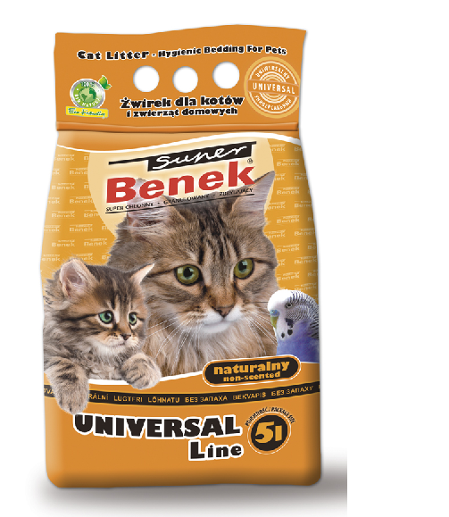 Фото - Котячий наповнювач Super Benek Бентонітовий наповнювач  Universal Line Natural без запаху 5 л 