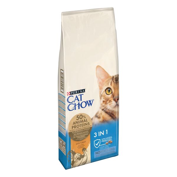 Cat Chow 3in1 сухий корм для котів з індичкою 1.5 кг 7613034155139 фото