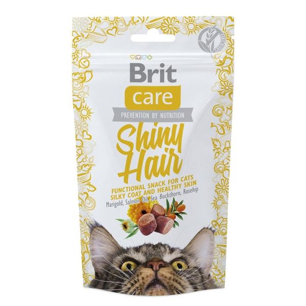 Brit Care Cat Snack Shiny Hair ласощі для котів для краси вовни 50 гр 8595602521388 фото