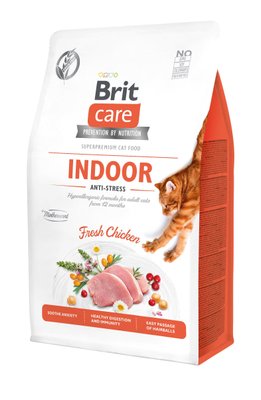 Корм Brit Care Cat Indoor Anti-Stress сухий сухий з куркою для зниження рівня стресу у домашніх кішок 0.4 кг 8595602540860 фото