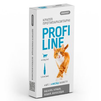 Provet Profiline краплі від бліх, кліщів та вошей для котів 4-8 кг, 1 піп 85 грн фото