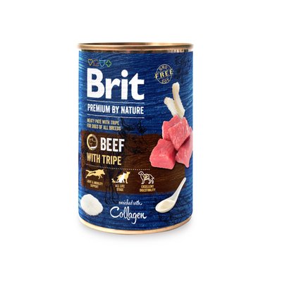 Корм Brit Premium Beef and Tripe вологий з яловичиною та рубцем для дорослих собак 400 гр 8595602538584 фото