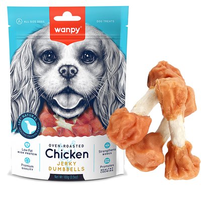 Лакомство для собак Wanpy Chicken Jerky Dumbbells с курицей 100 гр CD-04H фото