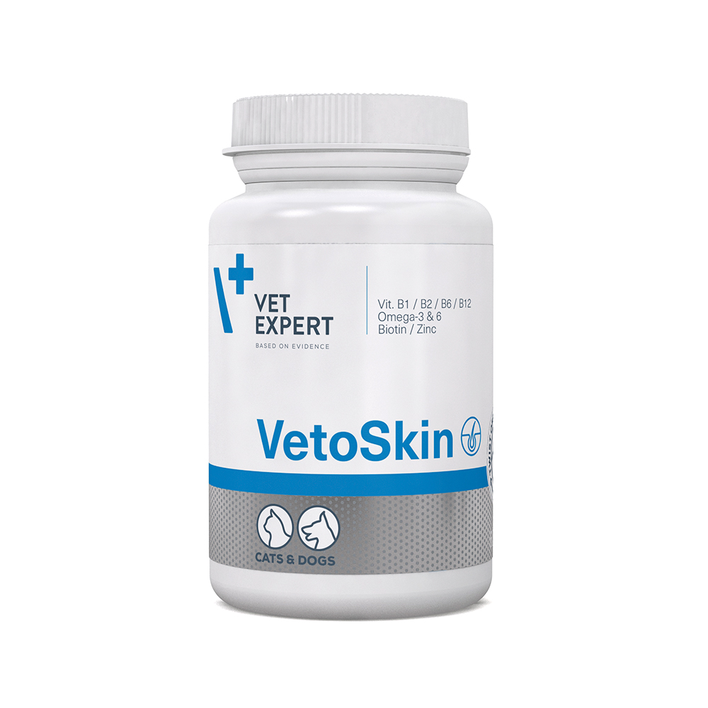 Фото - Інші зоотовари VetExpert Вітаміни  VetoSkin для здоров'я вовни та шкіри у собак та котів 6 
