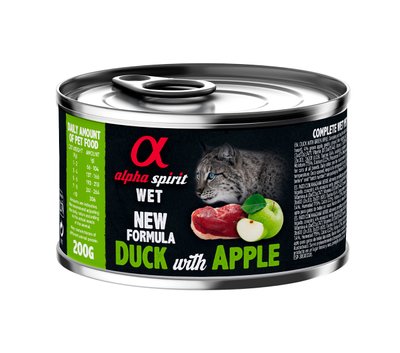 Корм Alpha Spirit Duck with Green Apple вологий з качкою та яблуком для дорослих котів 200 гр 8436586311490 фото