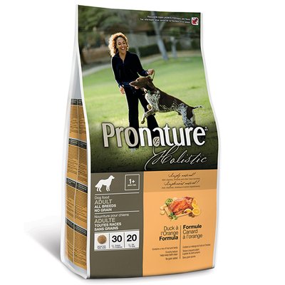 Корм Pronature Holistic Dog Duck & Orange сухий з качкою для дорослих собак 340 гр ПРХСВУА340 фото