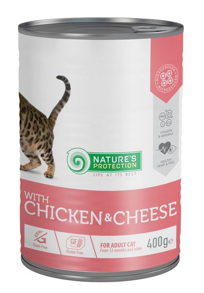 Nature's Protection with Сhicken & Сheese вологий корм з куркою і сиром для котів 400 гр KIK45608 фото