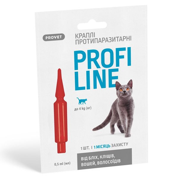 Provet Profiline краплі від бліх, кліщів та вошей для котів до 4 кг, 1 піп 4823082431137 фото