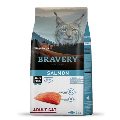 Корм Bravery Salmon Adult Cat сухий з лососем для дорослих котів 7 кг 8436538947630 фото