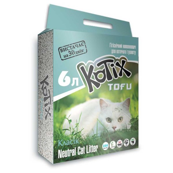 Kotix Tofu соевый наполнитель для кошачьего туалета без аромата 6 л 6972345440022 фото