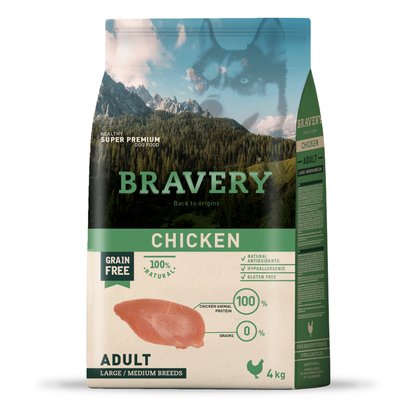 Корм Bravery Adult Large & Medium Chicken сухий з куркою для дорослих собак середніх та великих порід 4 кг 8436538946633 фото