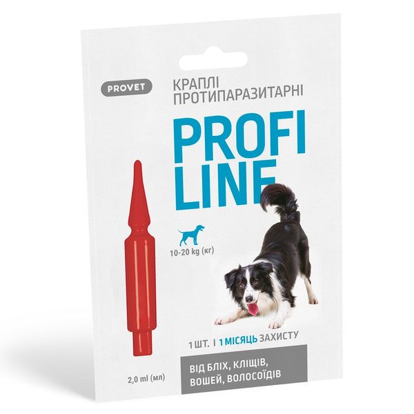 Provet Profiline краплі від бліх, кліщів та вошей для собак 10-20 кг, 1 піп 4823082431076 фото