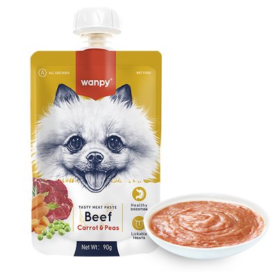 Крем-суп для собак Wanpy Beef, Carrot & Pea з яловичиною 90 гр RA-64 фото