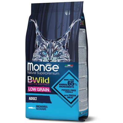 Корм Monge BWild Low Grain Cat Acciughe сухий з анчоусом для дорослих котів 1.5 кг 8009470012010 фото
