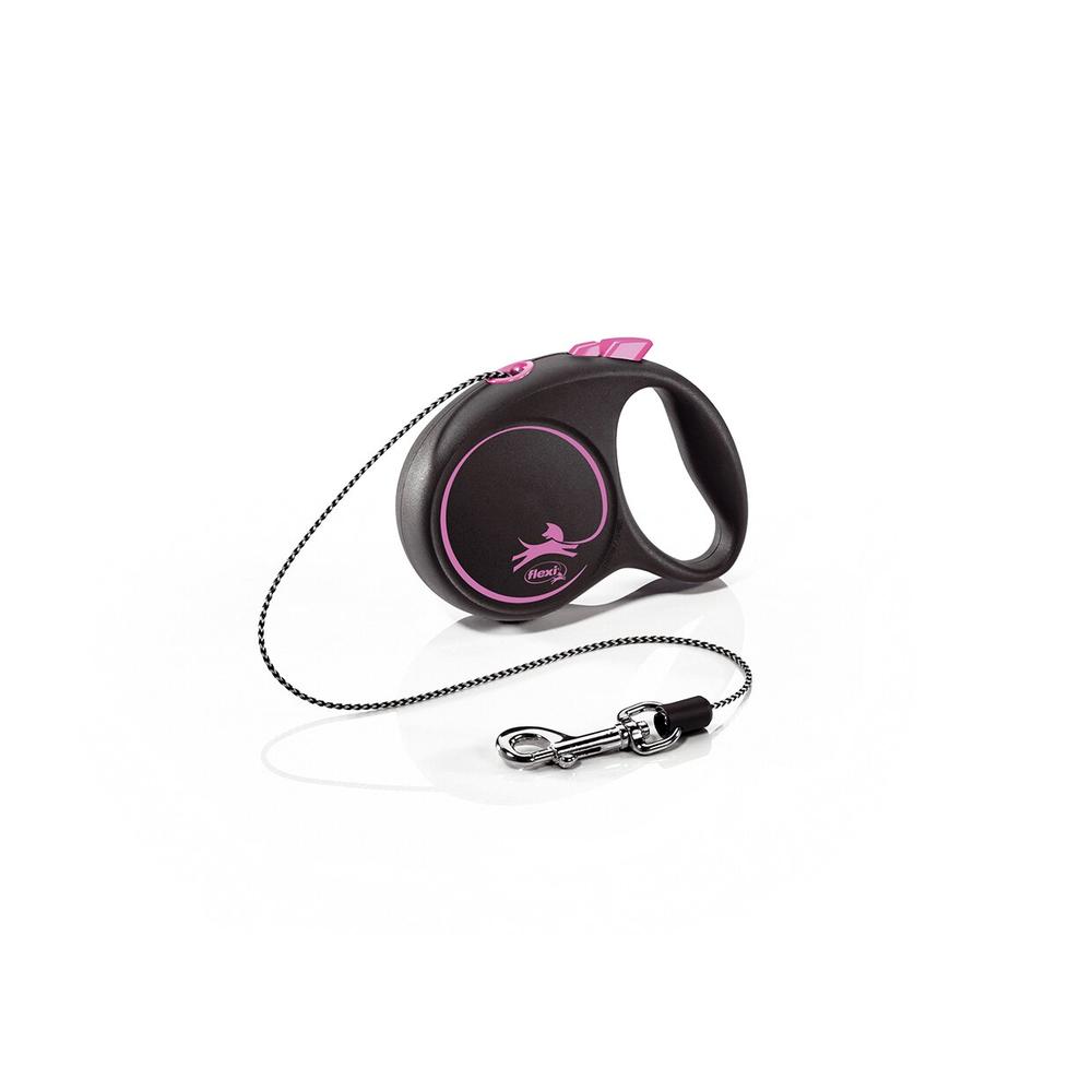 Фото - Поводок Flexi Рулетка  Black Design XS, трос 3 м, рожевий 