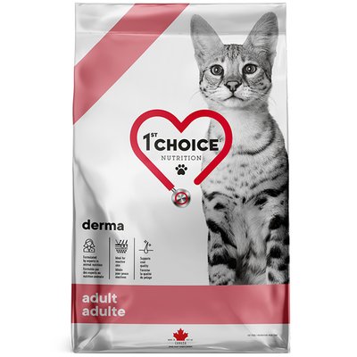 Корм 1st Choice Adult Derma сухий дієтичний для дорослих котів для покращення стану шкіри з лососем 4.54 кг ФЧКВД4_54 фото