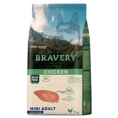 Корм Bravery Chicken Adult Mini сухий з куркою для дорослих собак малих порід 7 кг 8436538946701 фото