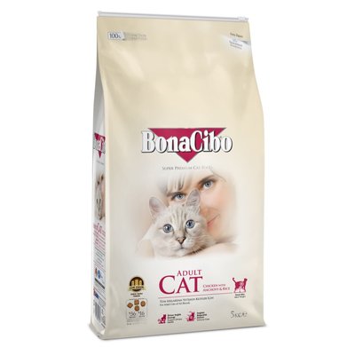 Корм BonaCibo Cat Adult Chicken & Rice with Anchovy сухий з куркою для дорослих котів 5 кг 8694686405642 фото