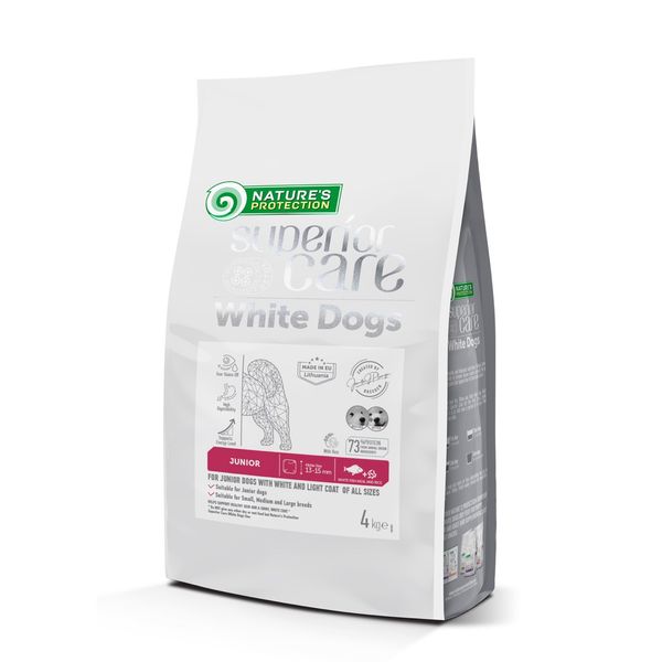 Nature's Protection Superior Care White Dogs White Fish Junior All Sizes сухой корм с белой рыбой для юниоров с белой шерстью 4 кг NPSC47594 фото