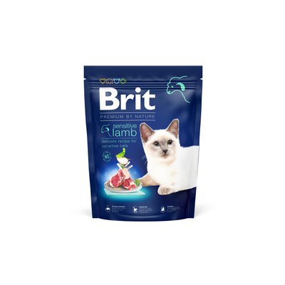 Корм Brit Premium by Nature Cat Sensitive сухий з ягнятком для дорослих котів з чутливим травленням 0.3 кг 8595602553020 фото