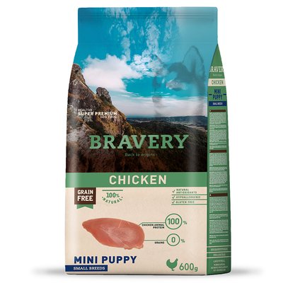 Корм Bravery Mini Puppy Chicken сухий з куркою для цуценят малих порід 600 гр 8436538948309 фото