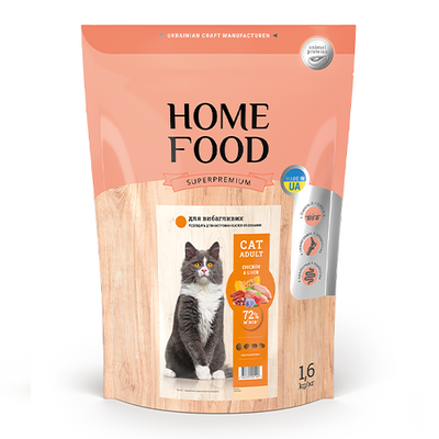 Корм Home Food "Chicken & Liver" сухий для дорослих вибагливих котів 1.6 кг 4820235020194 фото
