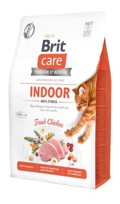 Корм Brit Care Cat Indoor Anti-Stress сухий сухий з куркою для зниження рівня стресу у домашніх кішок 2 кг 8595602540853 фото