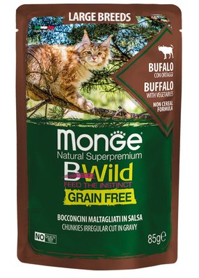 Корм Monge BWild Grain Free Cat Bufalo влажный с мясом буйвола для котов крупных пород 85 гр 8009470012751 фото