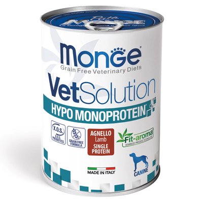 Корм Monge VetSolution Wet Hypo Canine Agnello вологий гіпоалергенний для дорослих собак 400 гр 8009470082051 фото