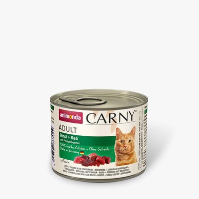 Корм Animonda Carny Adult Beef + Venison with Cowberries вологий з яловичиною, оленіною та брусницею для дорослих котів 200 гр 4017721837002 фото