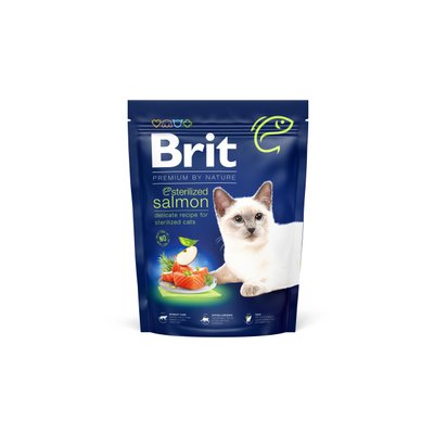 Корм Brit Premium by Nature Cat Sterilized Salmon сухий з лососем для стерилізованих котів 0.3 кг 8595602553013 фото