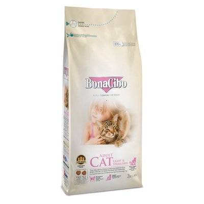 Корм BonaCibo Cat Adult Light & Sterilized сухий з куркою для стерилізованих котів 2 кг 8694686406137 фото