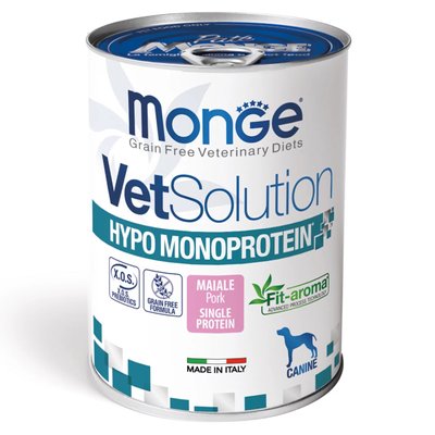 Корм Monge VetSolution Wet Hypo Canine Maiale вологий гіпоалергенний для дорослих собак 400 гр 8009470082020 фото