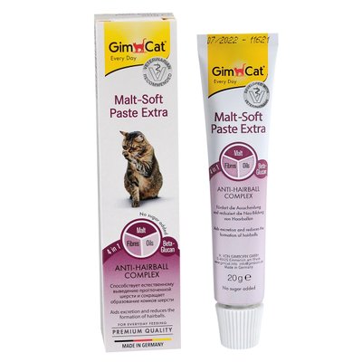Мальт-паста GimCat Malt-Soft Extra для вывода шерсти из желудка котов 20 гр 4002064407081 фото