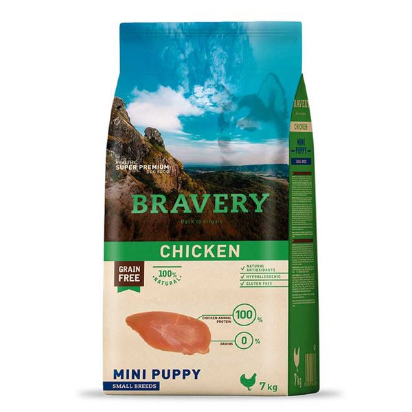 Bravery Mini Puppy Chicken сухий корм з куркою для цуценят малих порід 7 кг 8436538946763 фото