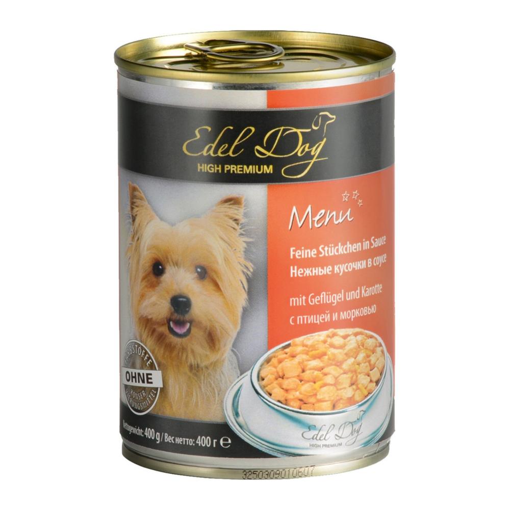 Photos - Dog Food Edel Cat Корм Edel Dog вологий з птахом та морквою для дорослих собак 400 гр 