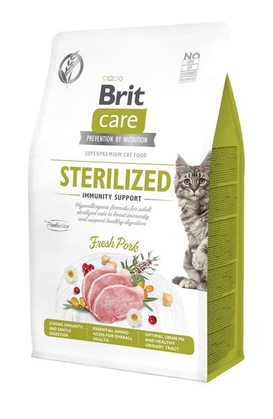 Корм Brit Care Sterilized Immunity Support сухий зі свининою для зміцнення імунітету у стерилізованих котів 7 кг 8595602565085 фото