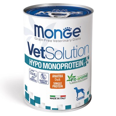 Корм Monge VetSolution Wet Hypo Canine Anatra влажный гипоаллергенный для взрослых собак 400 гр 8009470082044 фото