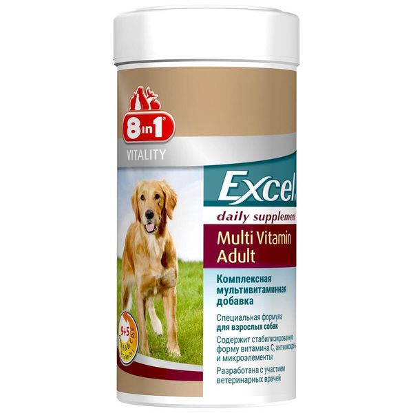 8in1 Excel Multi-Vitamin Adult Dog витамины для здоровья взрослых собак 70 табл 4048422108665 фото