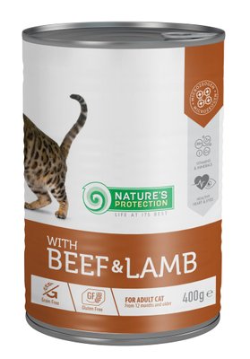 Корм Nature's Protection with Beef & Lamb вологий з яловичиною та ягням для дорослих котів 400 гр KIK45607 фото