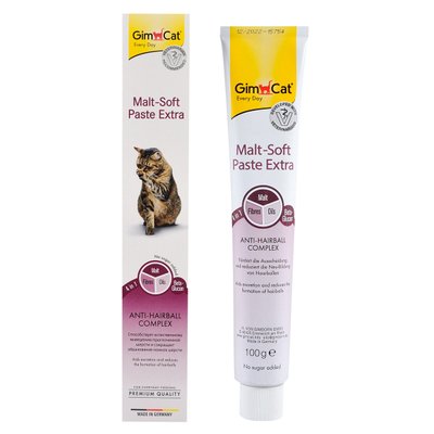 Мальт-паста GimCat Malt-Soft Extra для вывода шерсти из желудка котов 100 гр 4002064407517 фото
