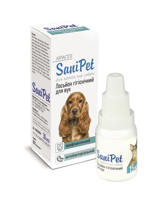 Лосьйон ProVET SaniPet для догляду за вухами котів і собак 15 мл 4820150200589 фото