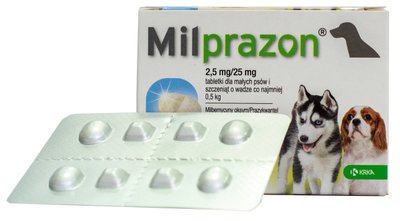 Таблетки від глистів для цуценят та дрібних собак Мілпразон KRKA, 4 табл 5909991204945 фото